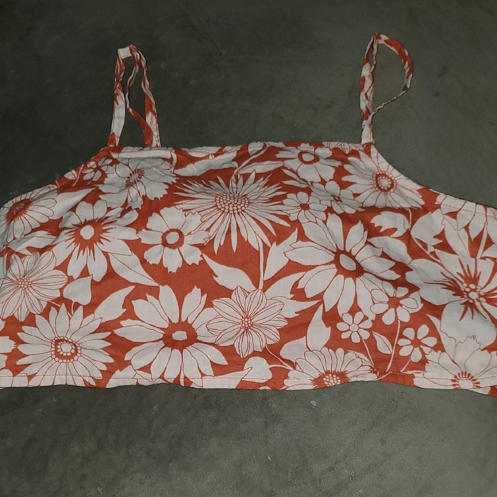 American Eagle Outfitters Orange Pink Sleeveless Crop Tank